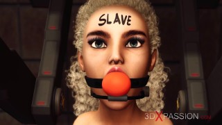 Strap-on Attack! Horny Lesbian Blonde Slut In Restraints Gets Fucked Hard