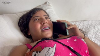I Find My Naughty Indian Stepsister Talking On The Phone With Her Boyfriend And I Make Her Horny To