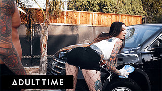 ADULT TIME – Bored Rocky Emerson TEASES Classmate While Washing Car & Gets Her SOAPY PUSSY Pounded!