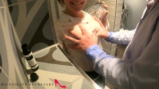 My Private Secretary In Business Suit Having Fun With The Boss In The Shower